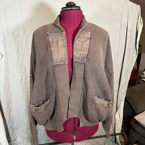 FESTIVAL Graphite Knit Cardigan with Contrast Panels, Size 3
